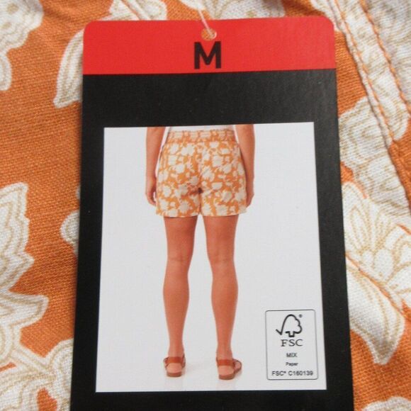 BRIGGS Ladies Linen Blend Shorts Womens Size M Cream Flowers Orange Floral NWT - Picture 7 of 13